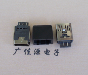 怀化MINI USB 5Pin接口 带护套焊线母座 B型180度铜壳