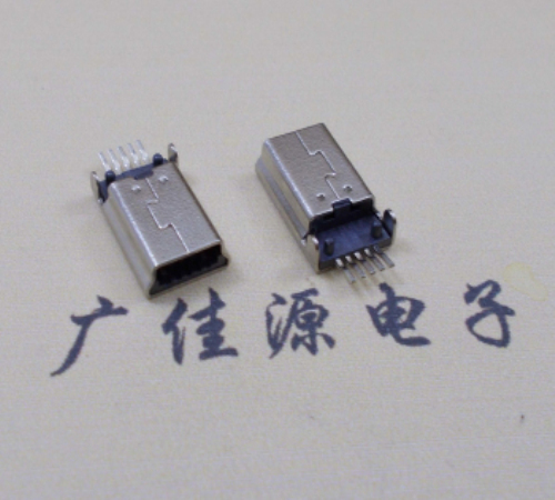 怀化MINI USB公头 5pin端子贴板带柱 10.7mm体长