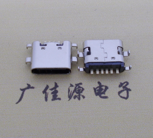 怀化简易充电type c6P母座沉板1.6mm接口