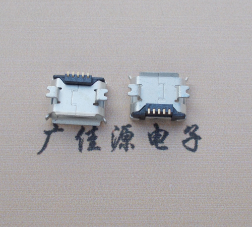 怀化Micro USB 5PIN接口,B型垫高0.9mm鱼叉脚贴片雾锡卷边