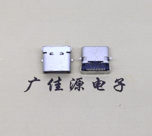 怀化type c24p板上双壳连接器接口 DIP+SMT L=10.0脚长1.6母头